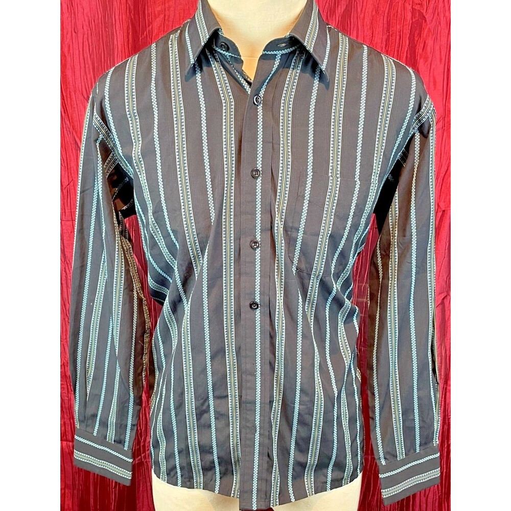 Mens White House Black Geometric Stripe LS Casual Shirt sz 42cm (Lg)
